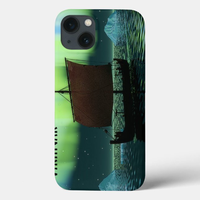 Wikingschiff und Nordlichter Case-Mate iPhone Hülle (Rückseite)