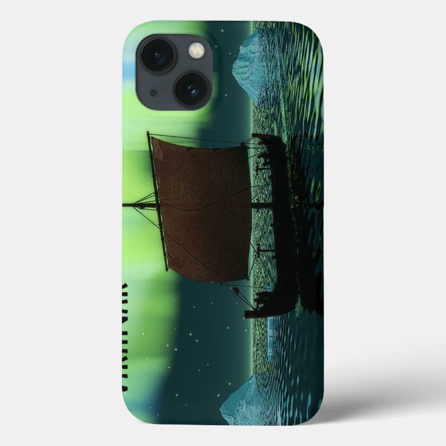 Wikingschiff und Nordlichter Case-Mate iPhone Hülle (Rückseite)