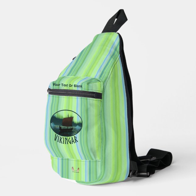 Wikingschiff und Nordlichter Crossbody Bag (Rechte Ecke)