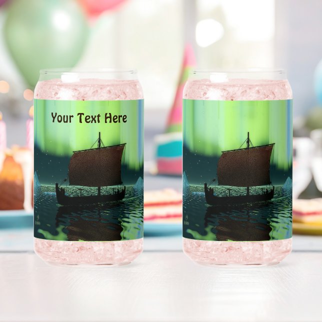 Wikingschiff und Nordlichter Dosenglas (Insitu (Geburtstag))