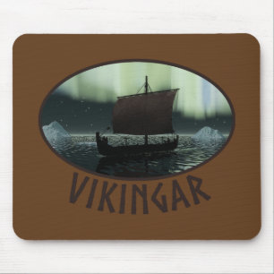 Wikingschiff und Nordlichter Mousepad