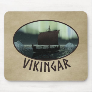 Wikingschiff und Nordlichter Mousepad