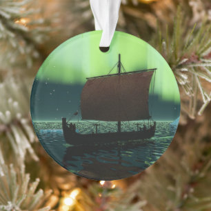 Wikingschiff und Nordlichter Ornament