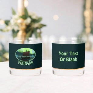 Wikingschiff und Nordlichter Whiskyglas