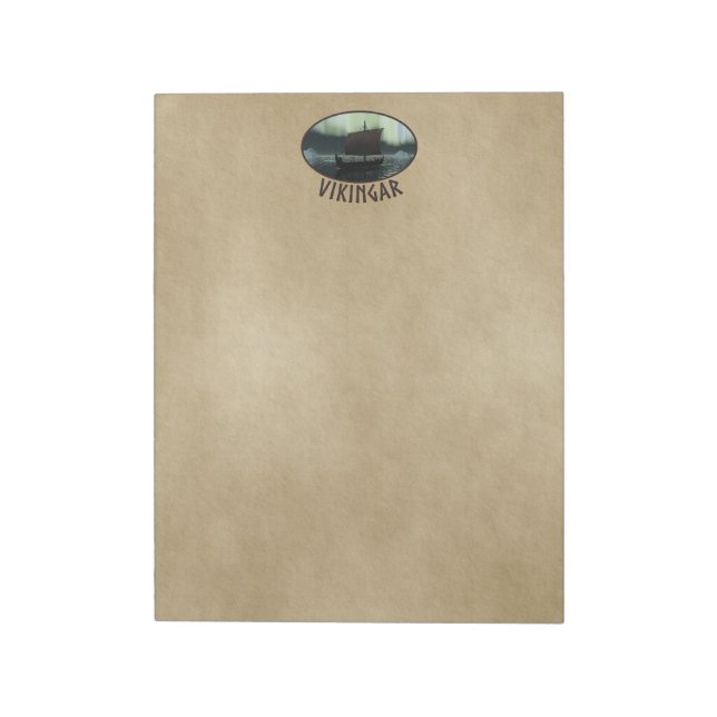 Wikingschiff unter Nordlicht Notizblock (Rotiert)