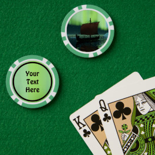 Wikingschiff unter Nordlicht Pokerchips