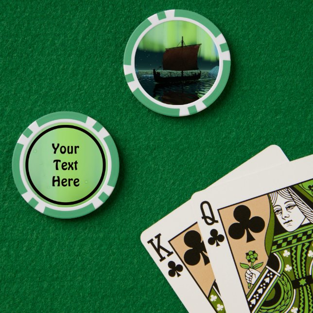 Wikingschiff unter Nordlicht Pokerchips (Pokertisch (doppelt))