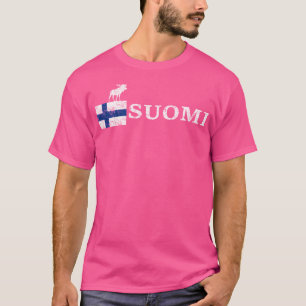 Wikstroem Finland Elche Flag Suomi Gebrauchte Look T-Shirt