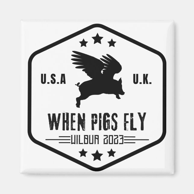 Wilbur Pig: Wenn Schweine 3"-Aufkleber fliegen Magnet (Vorne)