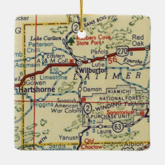 Wilburton OK Vintag Map Keramikornament