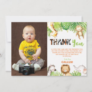 Wild 1. Geburtstag Jungle Animals Boy Foto Dankeskarte