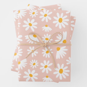 Wild 1. Geburtstag Party Boho Blush Pink Daisy Geschenkpapier Set