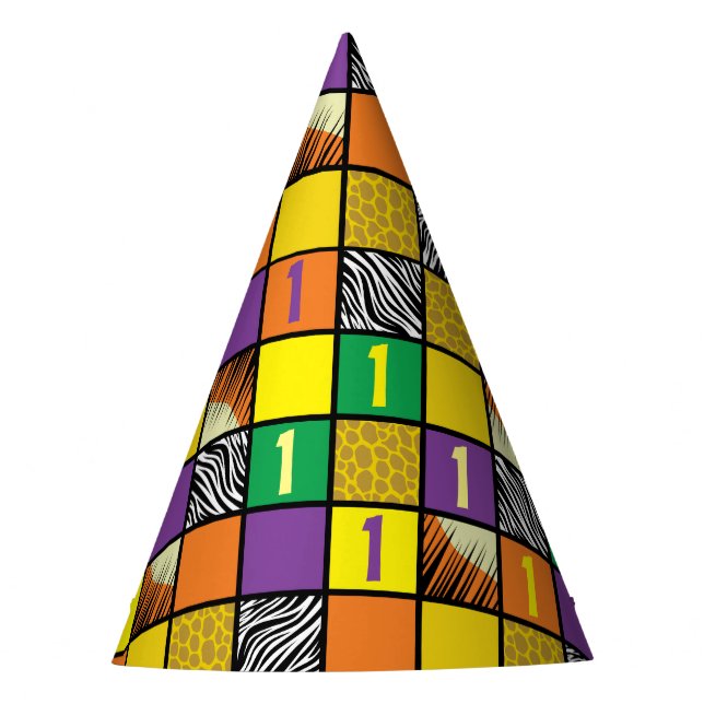 Wild 1. Geburtstag Party Kinder Safari Partyhütchen (Vorderseite)