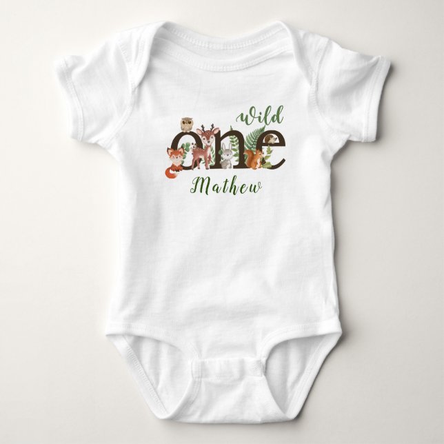 Wild 1. Geburtstag Woodland Tiere Baby Strampler (Vorderseite)