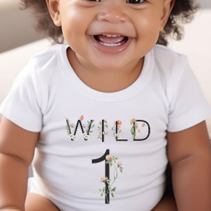 Wild 1 Wildblumen 1. Geburtstag Baby T-shirt