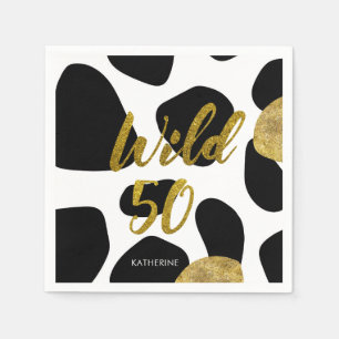 Wild 50 Gold Tiermuster Geburtstagspapier Serviette