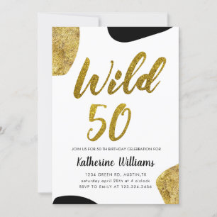 Wild 50 Gold-Tiermuster-Party Einladung