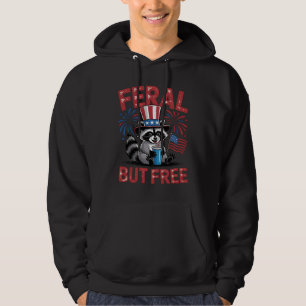 Wild aber Free Raccoon Patriotic Design Hoodie