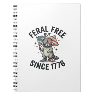 Wild aber frei seit 1776 Waschbär Patriotisches Sh Notizblock