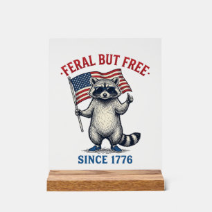 Wild aber freies patriotisches Waschbär-Vintage-Sh Acrylschild
