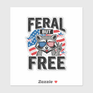 Wild aber freies patriotisches Waschbär-Vintage-Sh Aufkleber