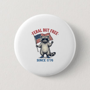Wild aber freies patriotisches Waschbär-Vintage-Sh Button