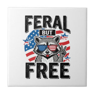 Wild aber freies patriotisches Waschbär-Vintage-Sh Fliese