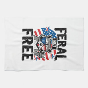 Wild aber freies patriotisches Waschbär-Vintage-Sh Geschirrtuch