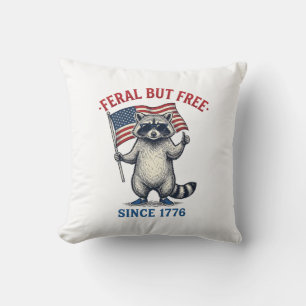 Wild aber freies patriotisches Waschbär-Vintage-Sh Kissen