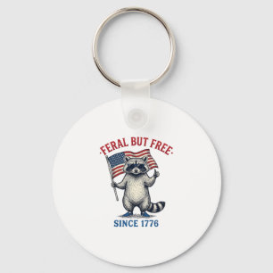 Wild aber freies patriotisches Waschbär-Vintage-Sh Schlüsselanhänger