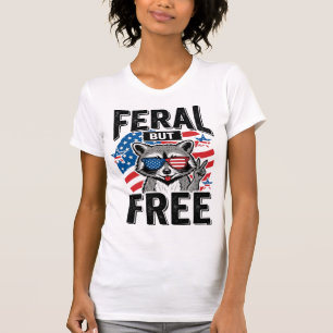 Wild aber freies patriotisches Waschbär-Vintage-Sh T-Shirt