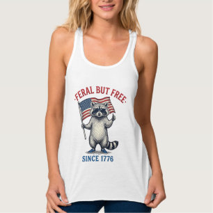 Wild aber freies patriotisches Waschbär-Vintage-Sh Tank Top