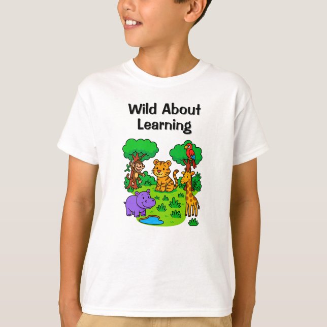 Wild About Learning –Jungle  Design for Kids T-Shirt (Vorderseite)