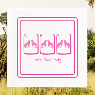 Wild About Mahj Rosa Gepard Mahjong-Kacheln Preppy Serviette