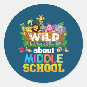 Wild About Middle School Teacher Student Back To Runder Aufkleber