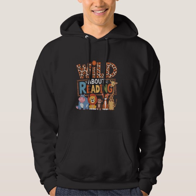 Wild About Reading Books Reader Lover Librarian Bo Hoodie (Vorderseite)