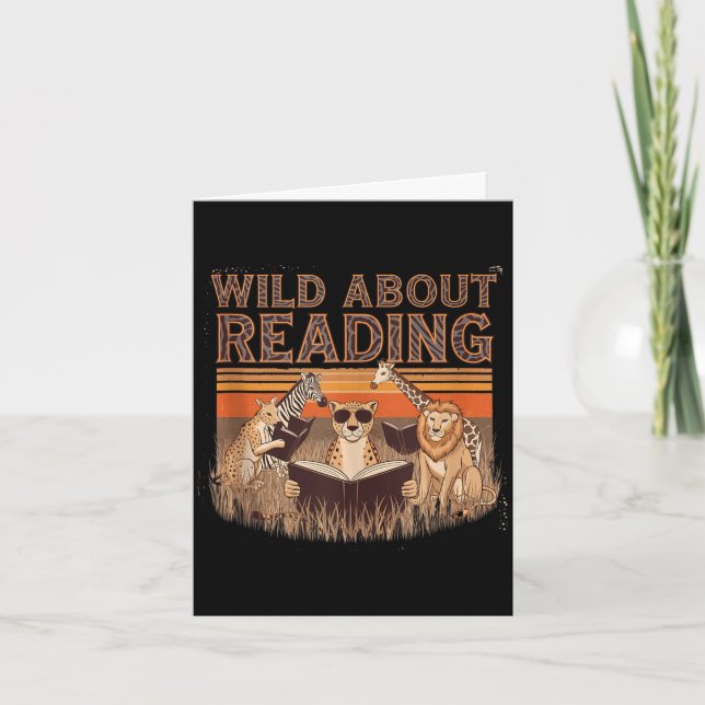 Wild about reading books reader lover librarian karte (Vorderseite)