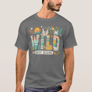 Wild About Reading Bücherwurm Buchleser Zoo Tier T-Shirt