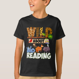 Wild About Reading Lustiger Bücherliebhaber Bücher T-Shirt
