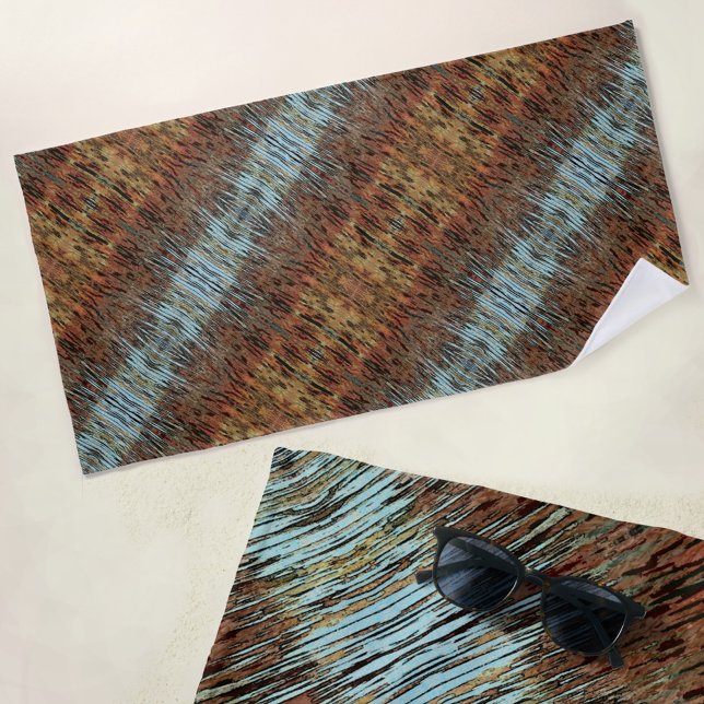 Wild Abstraktes Muster Aqua Brown und Orange Strandtuch (Von Creator hochgeladen)