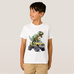 Wild Adventure Dinosaur Driving Giant Truck T-Shirt