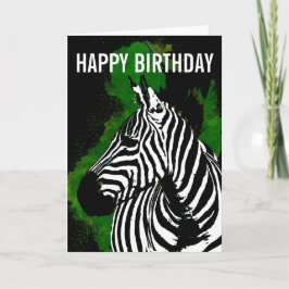 Wild African Zebra Night Birthday Card Karte