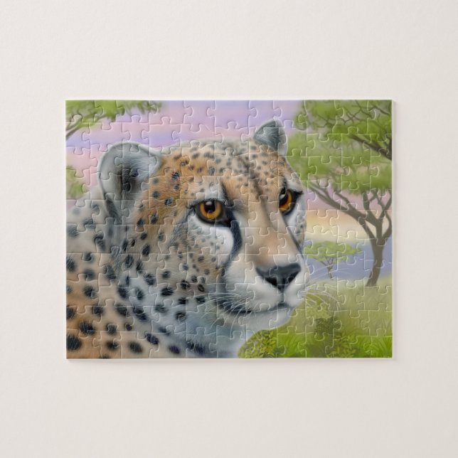 Wild afrikanische Cheetah auf Savannah Puzzle (Horizontal)