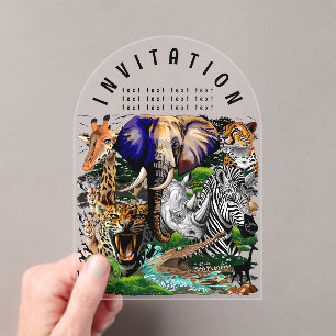 Wild afrikanische Savanna Tiere Acryleinladungen