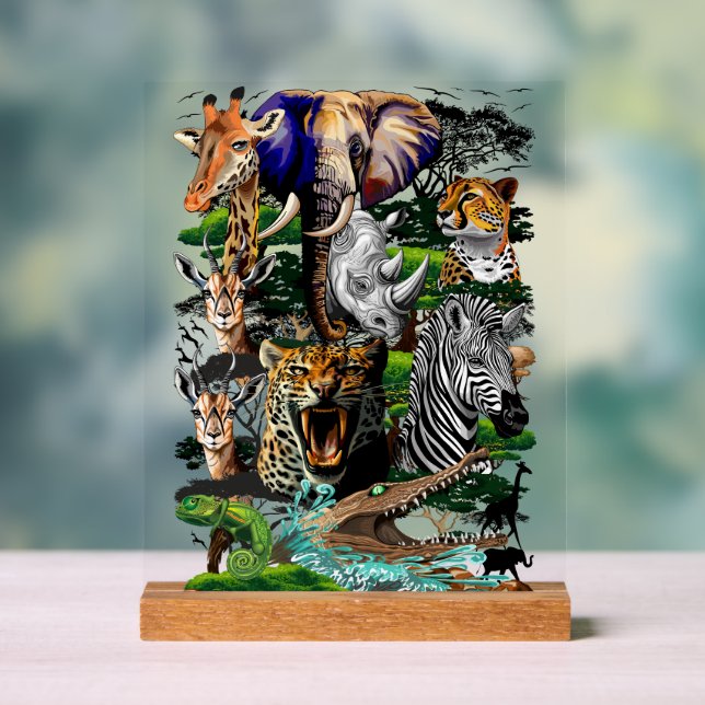 Wild afrikanische Savanna Tiere Acrylschild (Neutral)