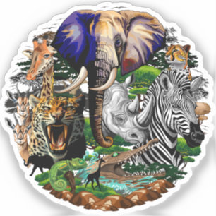 Wild afrikanische Savanna Tiere Aufkleber