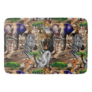 Wild afrikanische Savanna Tiere Badematte