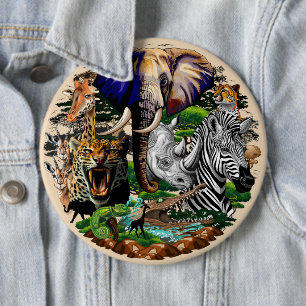 Wild afrikanische Savanna Tiere Button