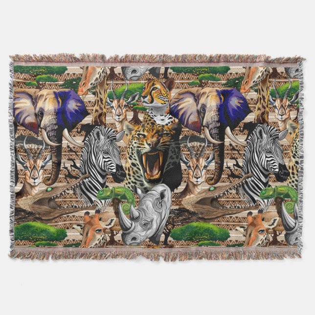 Wild afrikanische Savanna Tiere Decke (Vorderseite)