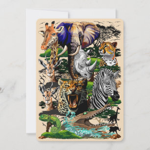 Wild afrikanische Savanna Tiere Einladung